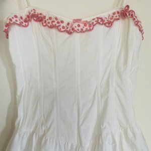 Vintage Betsy Johnson White Dropwaist Corset Dress with Ruffled Skirt